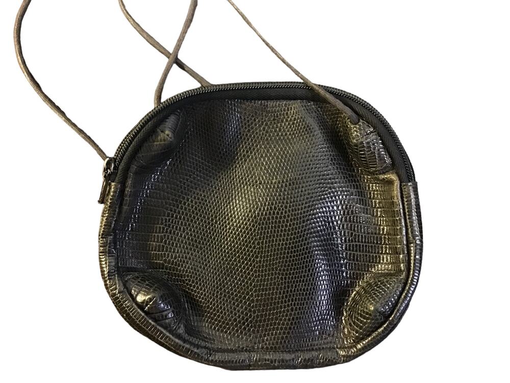 Furla Vintage Black Leather Round Crossbody Purse